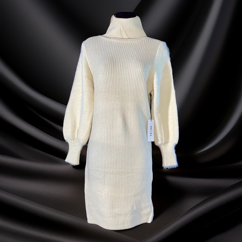 Ballon Sleeve Long Sleeve Sweater Dress